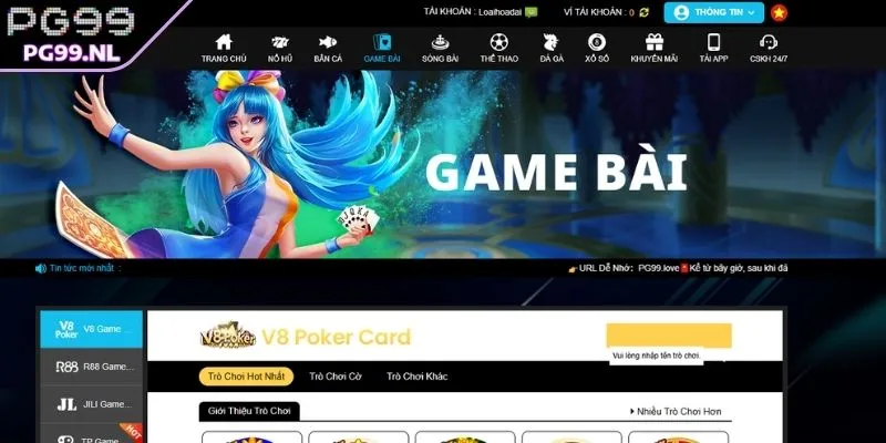 Thông tin về sảnh game bài PG99
